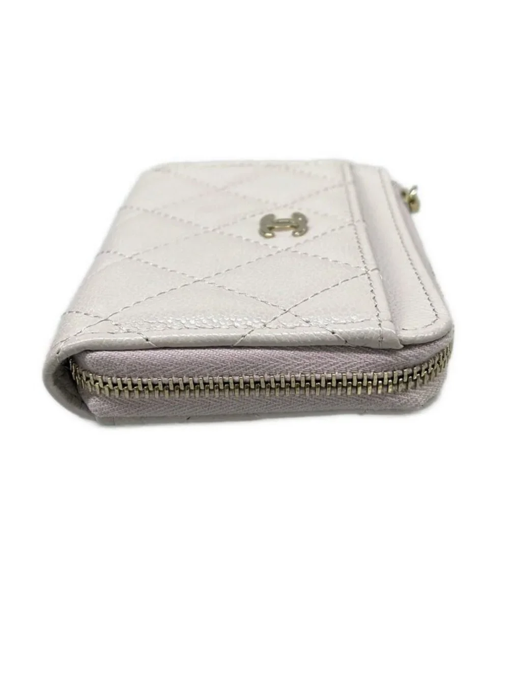 Chanel Coin Case Classic Zip Card Quilted Purple Gray